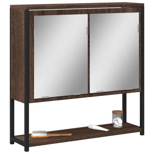 vidaXL Badkamerspiegelkast 60x16x60 cm bewerkt hout bruin, Huis en Inrichting, Tafels | Kaptafels, Nieuw, Verzenden
