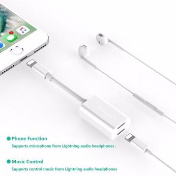 iPhone 7 / 7 Plus Duo - Audio DataSync Charge kabel Wit