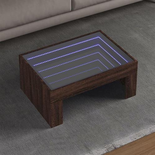vidaXL Salontafel met Infinity LED 70x50x30 cm bruin, Huis en Inrichting, Tafels | Salontafels, 50 tot 100 cm, Nieuw, Overige houtsoorten