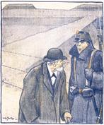 Spotprent over grensbewaking in Nederland tijdens Eerste..., Antiek en Kunst, Kunst | Litho's en Zeefdrukken, Verzenden
