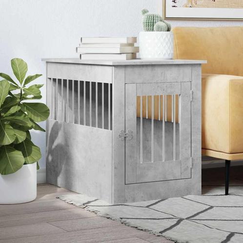 vidaXL Hondenbench 55 x 80 x 68 cm bewerkt hout betongrijs, Dieren en Toebehoren, Hondenhokken, Nieuw, Verzenden