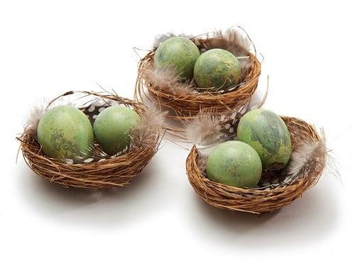 Vogelnestjes met 2 kwarteleitjes en veertjes matcha groen 7, Huis en Inrichting, Woonaccessoires | Kunstplanten en Kunstbloemen