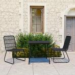 vidaXL 3-delige Tuinset poly rattan en glas, 2 zitplaatsen, Nieuw, Tuinset, Verzenden