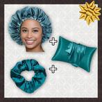 SATIN SET - Bescherm je haar & huid - Teal Satijnen Slaapmut, Ophalen of Verzenden, Nieuw