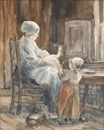 Bernard Blommers (1845-1914) - Mother, baby and daughter, Antiek en Kunst