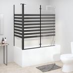 vidaXL Badwand gestreept 120x68x130 cm gehard glas, Verzenden, Nieuw