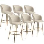 Barkruk Luana, met rugleuning, fluweellook - creme/goud, Set, Huis en Inrichting, Barkrukken, Verzenden, Nieuw