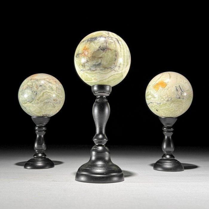 GEEN minimumprijs - Prachtige set van 3 onyx Sferen op, Antiek en Kunst, Kunst | Designobjecten