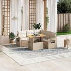 vidaXL 6-delige Loungeset met kussens poly rattan beige, Verzenden, Nieuw, Rotan, Loungeset