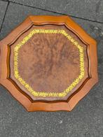 Bijzettafel - ingelegd leer mey bladgoud - Walnoot -