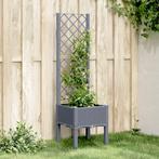 vidaXL Plantenbak met latwerk 40x40x142 cm polypropeen grijs, Tuin en Terras, Verzenden, Nieuw, Kunststof