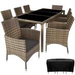 Wicker tuinset - natuur/donkergrijs