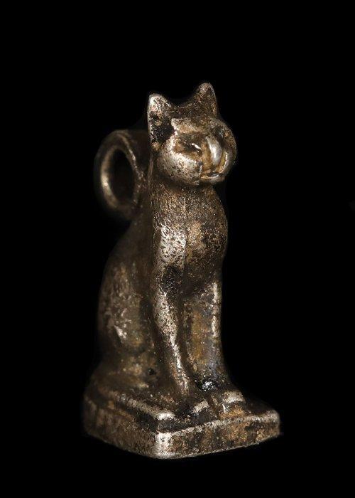 Oude Egypte, late periode Zilver Bastet Amulet (Zonder, Antiek en Kunst, Antiek | Overige Antiek