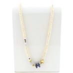 18 Krt. Gouden barokparel collier met chalcedoon en sodal..., Gebruikt, Overige kleuren, Ophalen of Verzenden, Met edelsteen