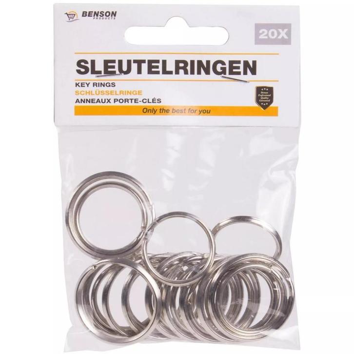 Benson Set sleutelringen - staal - 25 mm & 30 mm - 20 stuks, Verzamelen, Sleutelhangers, Nieuw, Ophalen of Verzenden