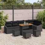 vidaXL Tuin Sofa Set met kussen 10 pcs Zwart Poly riet, Verzenden, Nieuw, Rotan