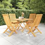 vidaXL 5-delige Tuinset massief teakhout, Tuin en Terras, 4 zitplaatsen, Verzenden, Nieuw, Tuinset