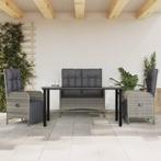 vidaXL 4-delige Tuinset met kussens poly rattan grijs, Verzenden, Nieuw, Rotan, Tuinset