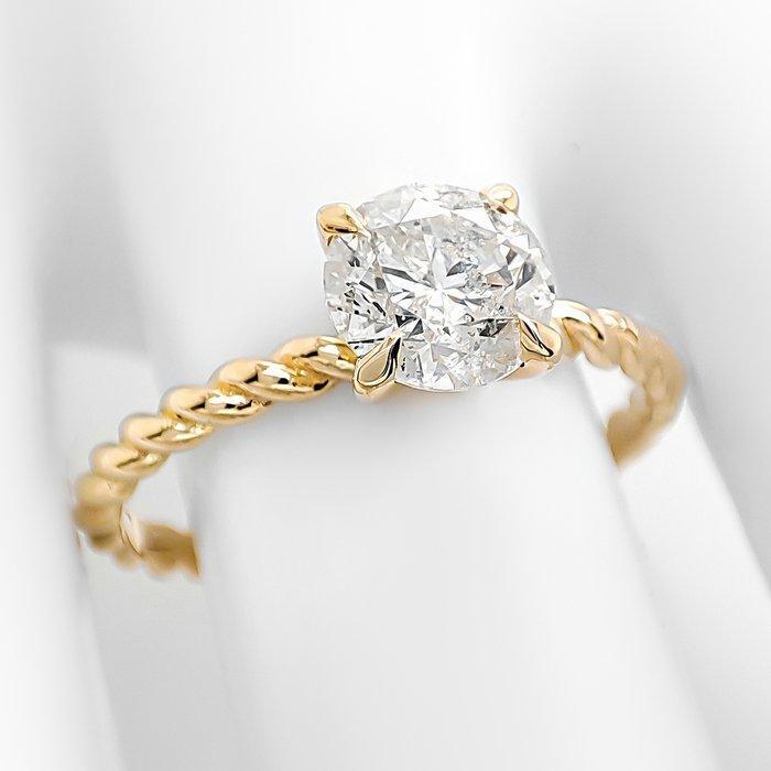 Ring - 14 karaat Geel goud - 1.03ct. tw. Diamant, Sieraden, Tassen en Uiterlijk, Ringen