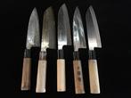 Set of 5 / Japanese Vintage Kitchen Knife - Keukenmes -, Antiek en Kunst