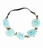 Haarband Bloemen – Gevlochten roosjes – Licht Blauw, Nieuw
