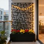 Tuinscherm Bernalda met plantenbak op wielen 186x120x40 cm z, Verzenden, Nieuw