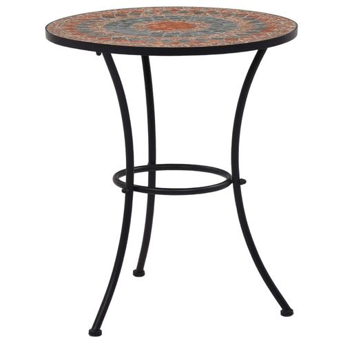 vidaXL Bistrotafel mozaïek 60 cm keramiek oranje en grijs, Tuin en Terras, Tuintafels, Nieuw, Verzenden