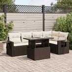 vidaXL 6-delige Loungeset met kussens poly rattan bruin, Verzenden, Nieuw, Rotan, Loungeset
