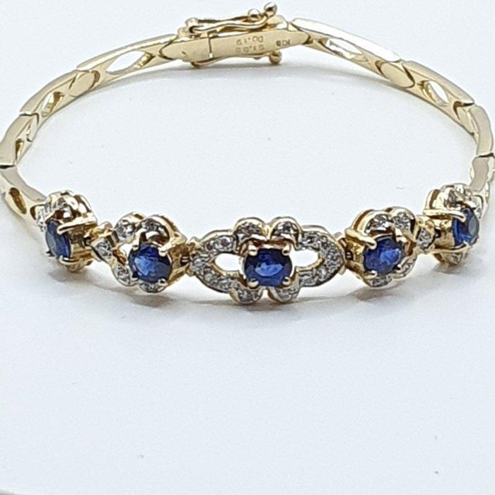 Armband - 18 karaat Geel goud - 1.74ct. tw. Saffier -, Sieraden, Tassen en Uiterlijk, Armbanden