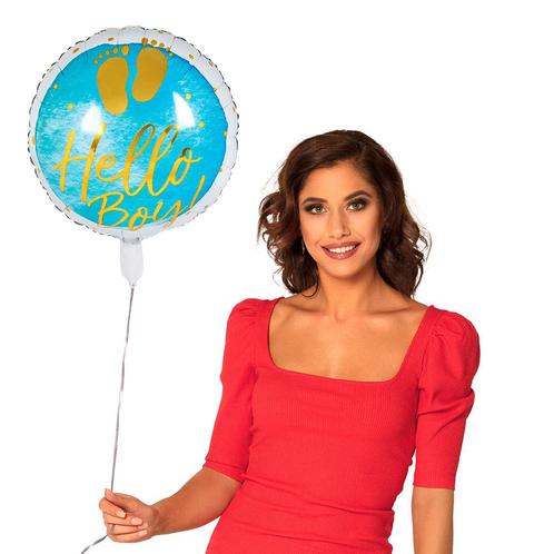 Geboorte Helium Ballon Hello Boy! Leeg 45cm, Hobby en Vrije tijd, Feestartikelen, Nieuw, Verzenden