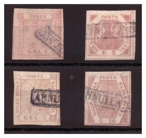Italiaanse oude staten - Napels 1858 - 4 gebruikte, Postzegels en Munten, Postzegels | Europa | Italië