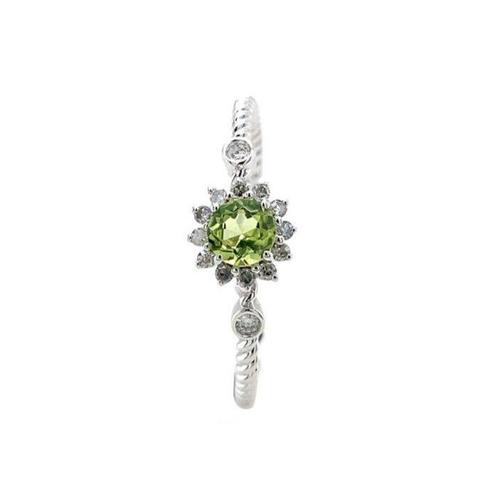 Zonder Minimumprijs - Ring - 14 karaat Witgoud Olivijn -, Sieraden, Tassen en Uiterlijk, Ringen