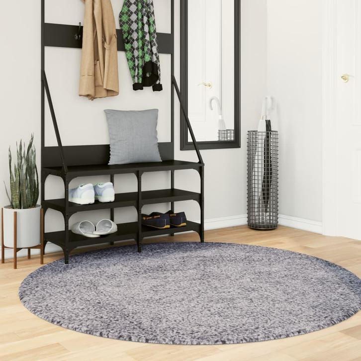 vidaXL Vloerkleed PAMPLONA shaggy hoogpolig modern Ø 200 cm, Huis en Inrichting, Stoffering | Tapijten en Kleden, Blauw, Nieuw