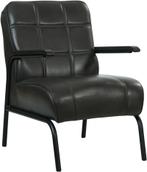Donkergrijze leren industriële retro fauteuil - Granada leer, Huis en Inrichting, Fauteuils, Nieuw, Ophalen of Verzenden, 50 tot 75 cm