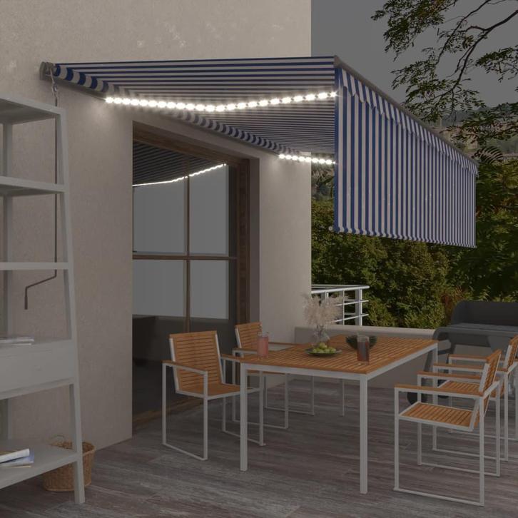 vidaXL Luifel automatisch rolgordijn LED windsensor 5x3 m, Tuin en Terras, Zonneschermen, Nieuw, Verzenden