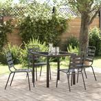 vidaXL Tuin Eetset 5 pcs Donkergrijs Staal, Tuin en Terras, Tuinsets en Loungesets, Verzenden, Nieuw