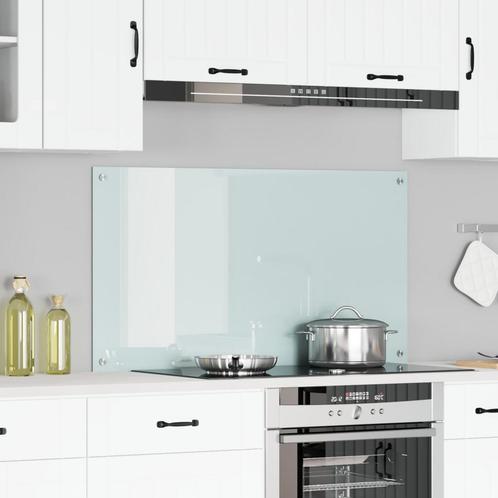 vidaXL Keuken Achterwand Wit 110 x 60 x 0.6 cm gehard glas, Huis en Inrichting, Keuken | Keukenbenodigdheden, Nieuw, Verzenden