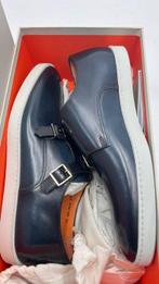 Santoni - Santoni Blauw leren gespschoen met witte, Nieuw