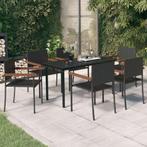 vidaXL 7-delige Tuinset zwart, 6 zitplaatsen, Nieuw, Tuinset, Verzenden