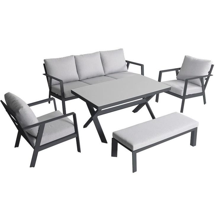 Jamaica stoel bank dining loungeset 5 delig aluminium, Tuin en Terras, Tuinsets en Loungesets, Nieuw, Aluminium, Ophalen of Verzenden
