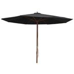 Parasol Hout 350cm Zwart - Tweedekansje voor de Tuin!, Ophalen of Verzenden, Nieuw, 3 tot 4 meter, Stokparasol