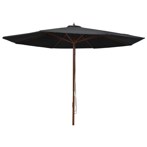 Parasol Hout 350cm Zwart - Tweedekansje voor de Tuin!, Tuin en Terras, Parasols, 3 tot 4 meter, Nieuw, Stokparasol, Ophalen of Verzenden