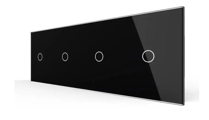 Livolo Touch Schakelaar 1+1+1+1 | Zwart | Aan/Uit, Doe-het-zelf en Verbouw, Elektra en Kabels, Schakelaar, Nieuw, Ophalen of Verzenden