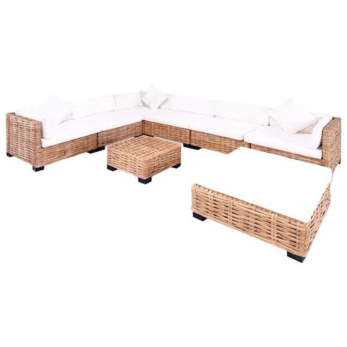 vidaXL Loungeset natuurlijk rattan 27-delig, Huis en Inrichting, Banken | Bankstellen, Nieuw, Riet of Rotan, Verzenden