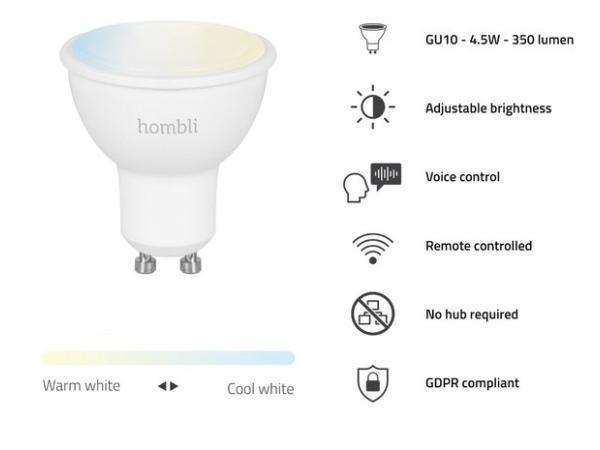 Veiling - Hombli Slimme verlichting - WiFi-lamp, Huis en Inrichting, Lampen | Losse lampen