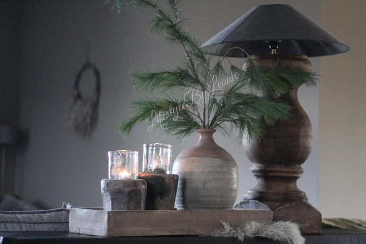 Chinese hoed lampenkap stonewashed dark grey  60 cm, Huis en Inrichting, Lampen | Overige, Nieuw, Ophalen of Verzenden
