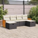 vidaXL 6-delige Loungeset met kussens poly rattan zwart, Verzenden, Nieuw, Rotan, Loungeset