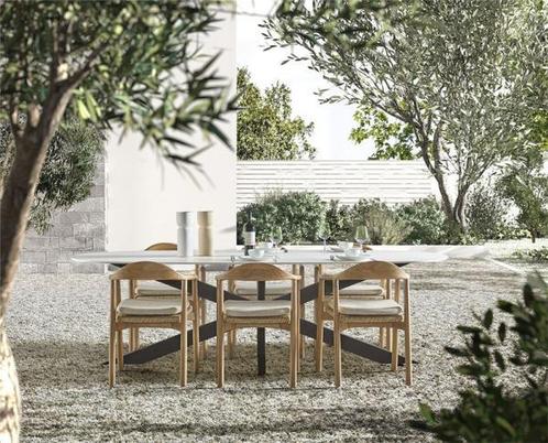 Tuinstoel Lewis | teak naturel | naturel weving | incl kus.., Tuin en Terras, Tuinstoelen, Nieuw, Verzenden