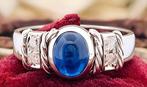 Ring - 18 karaat Witgoud Saffier - Diamant, Sieraden, Tassen en Uiterlijk, Ringen, Nieuw