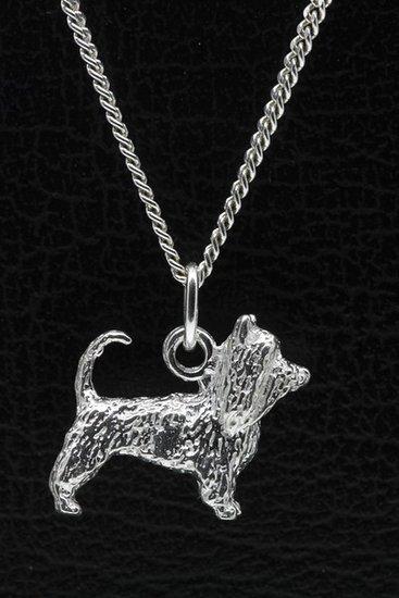 Zilveren Australische silky terrier met staart ketting ha..., Sieraden, Tassen en Uiterlijk, Kettinghangers, Verzenden